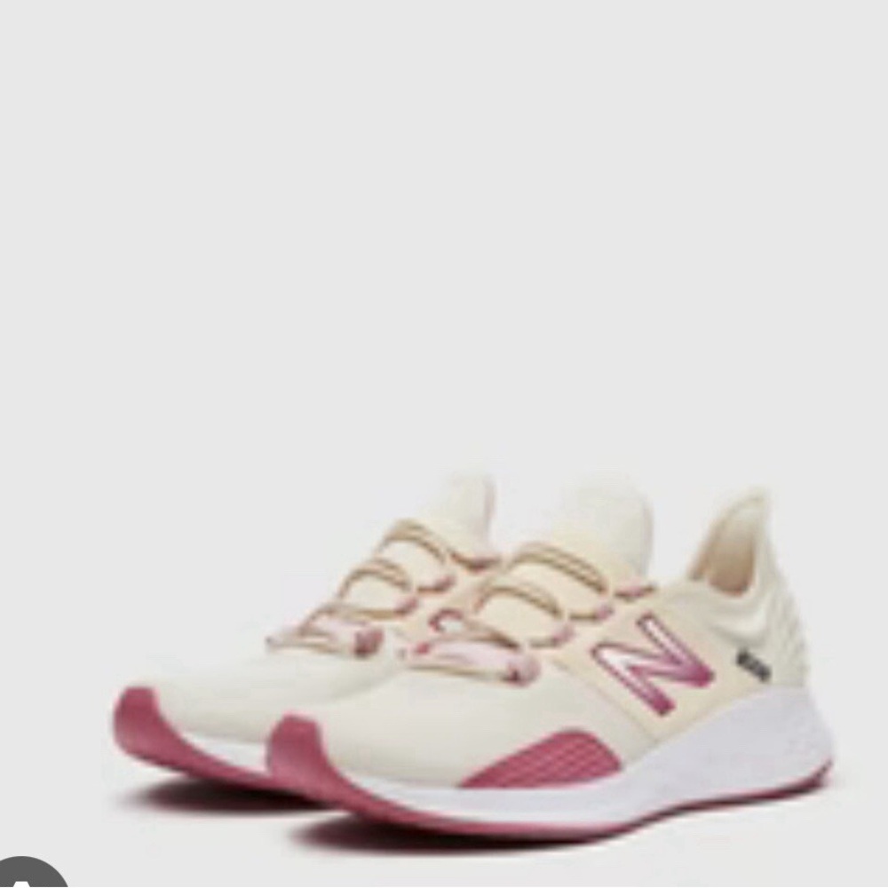 Figs New Balance Women's Roav V1 Cream and Pink Sneakers